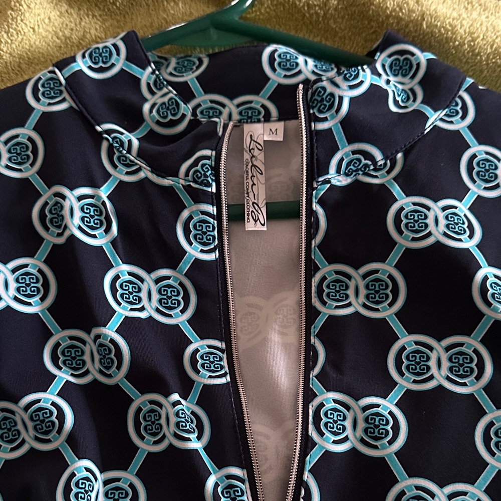 Lulu-B Black and Teal Patterned Bomber Jacket